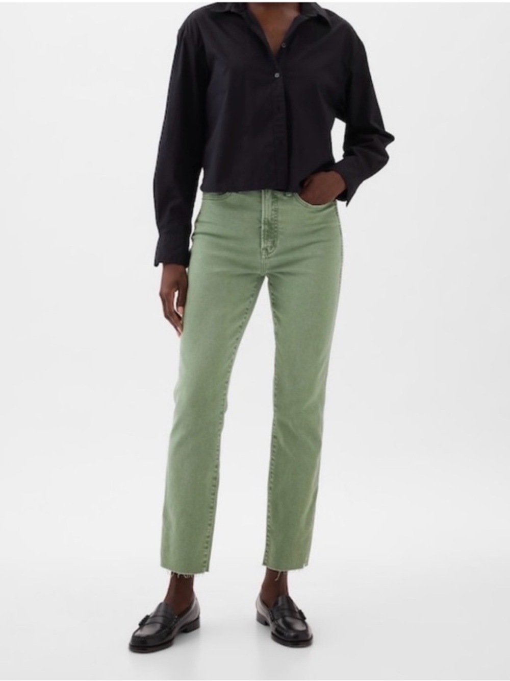 GAP Vintage Slim High Ride Sage Green Jeans - Size 10